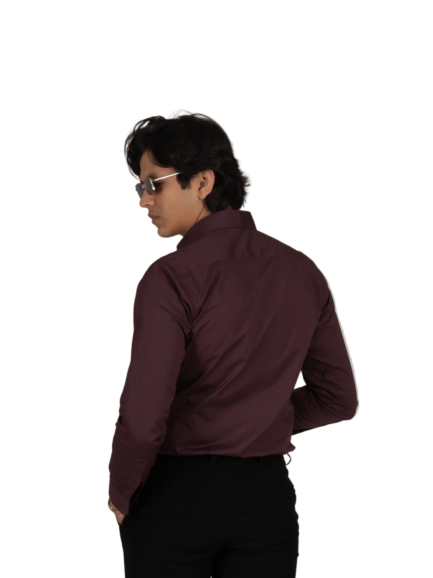 WAVE EMBROIDERED WINE SHIRT