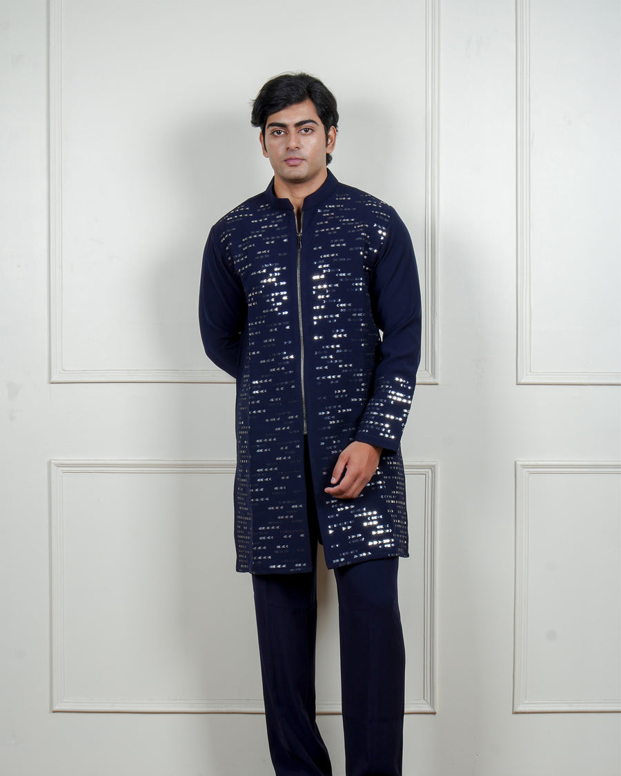 Stellar Navy Zip Kurta