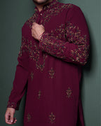 Regalia Wine Embroidered Kurta