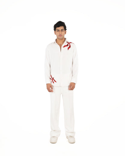 RED DRAG FLYY  WHITE SHIRT