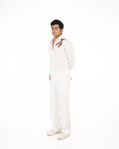 RED DRAG FLYY  WHITE SHIRT