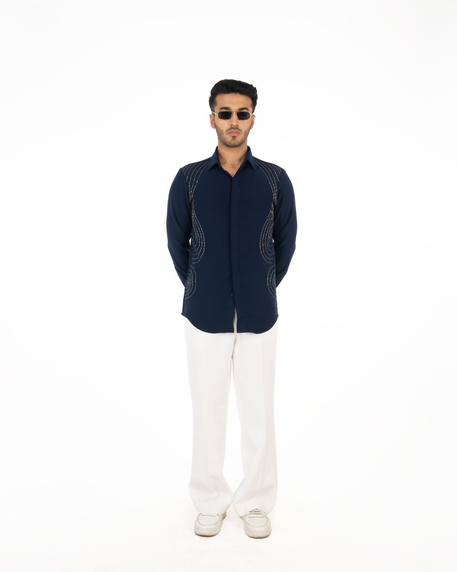HORIZON CHAIN NAVY BLUE SHIRT