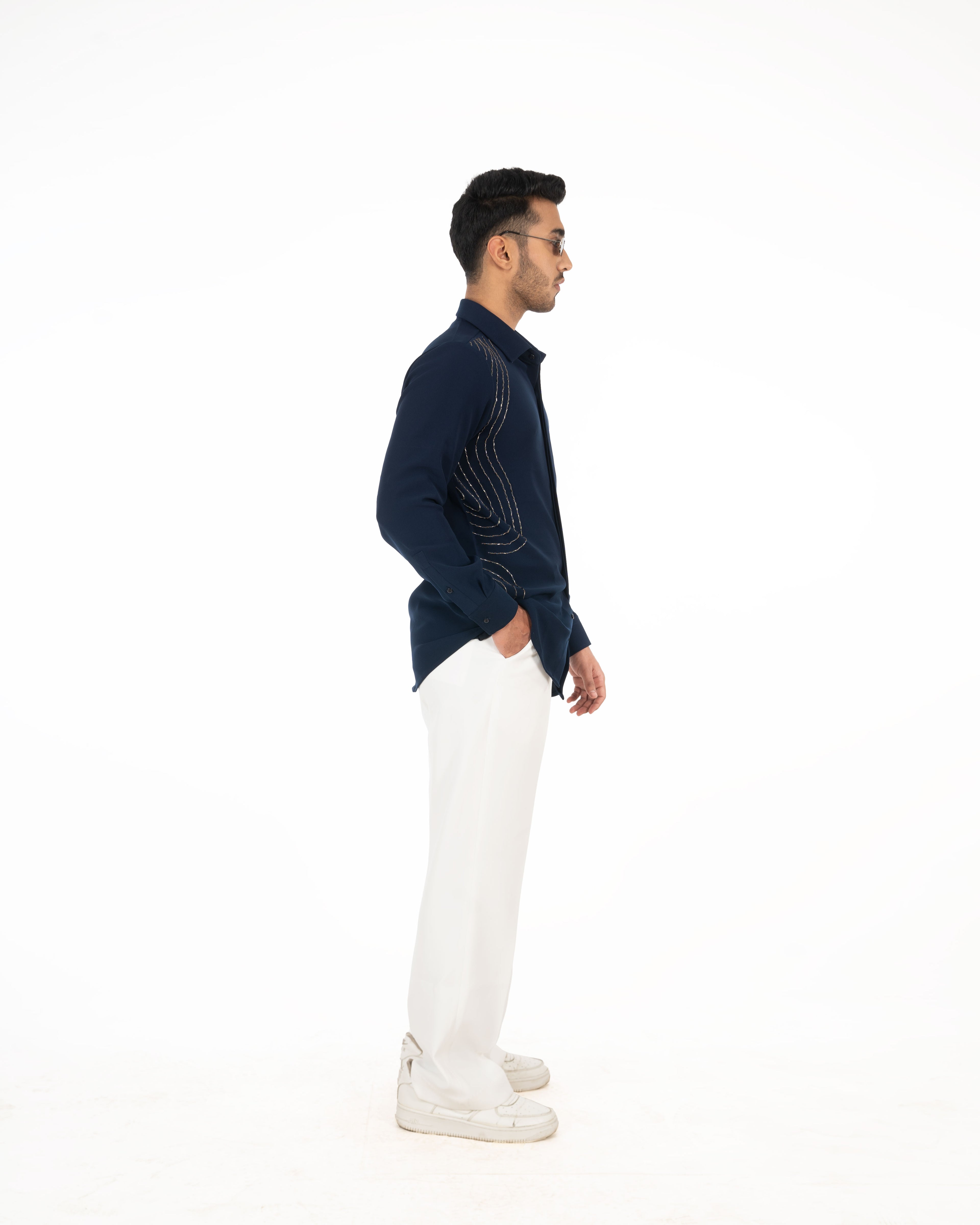 HORIZON CHAIN NAVY BLUE SHIRT - Menoir