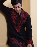 Rubra Black Embroidered Kurta