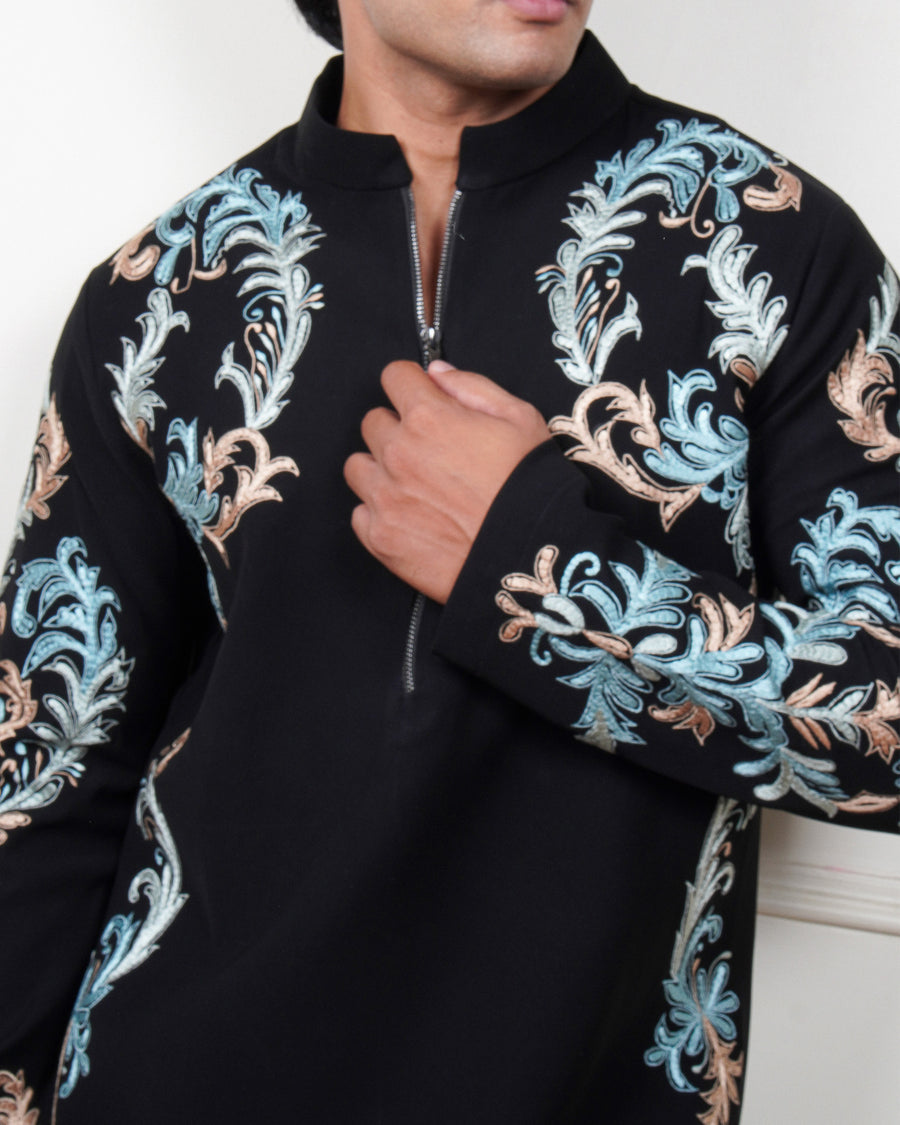 Noctis Black Embroidered Kurta