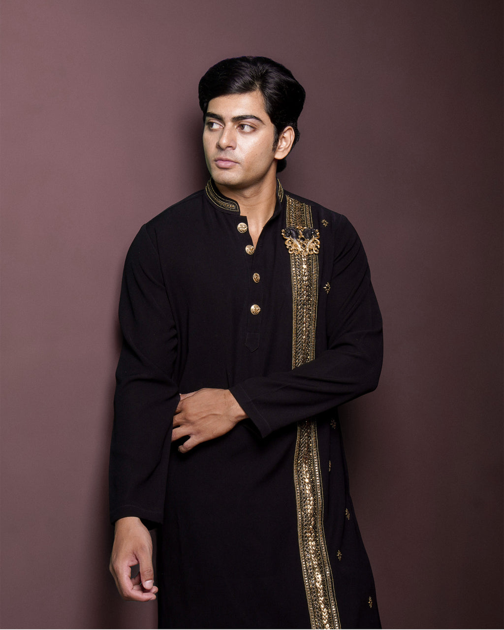 Velorian Black Embroidered Kurta