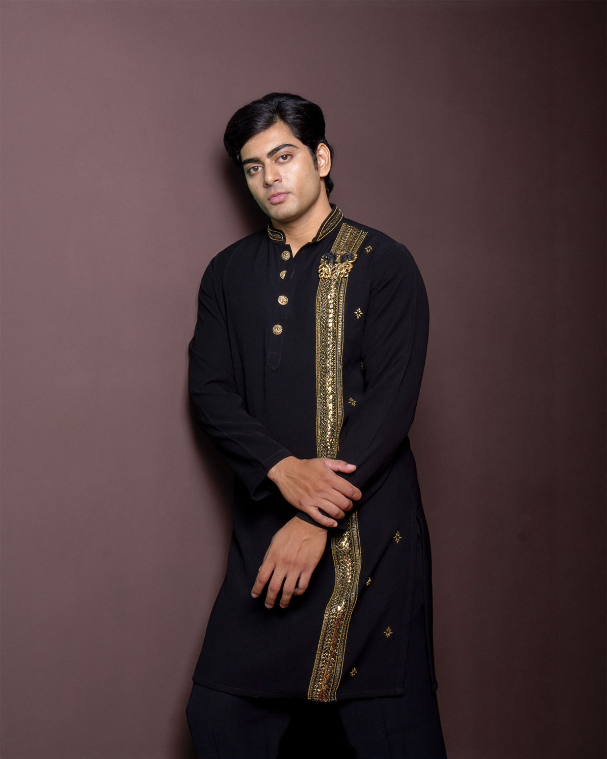 Velorian Black Embroidered Kurta