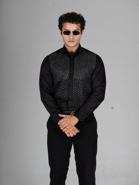 ICONIC BEAD EMBROIDERED BLACK SHIRT