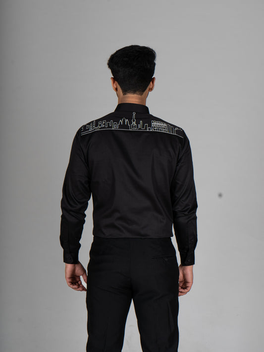 WONDERS BLACK EMBROIDERED SHIRTS