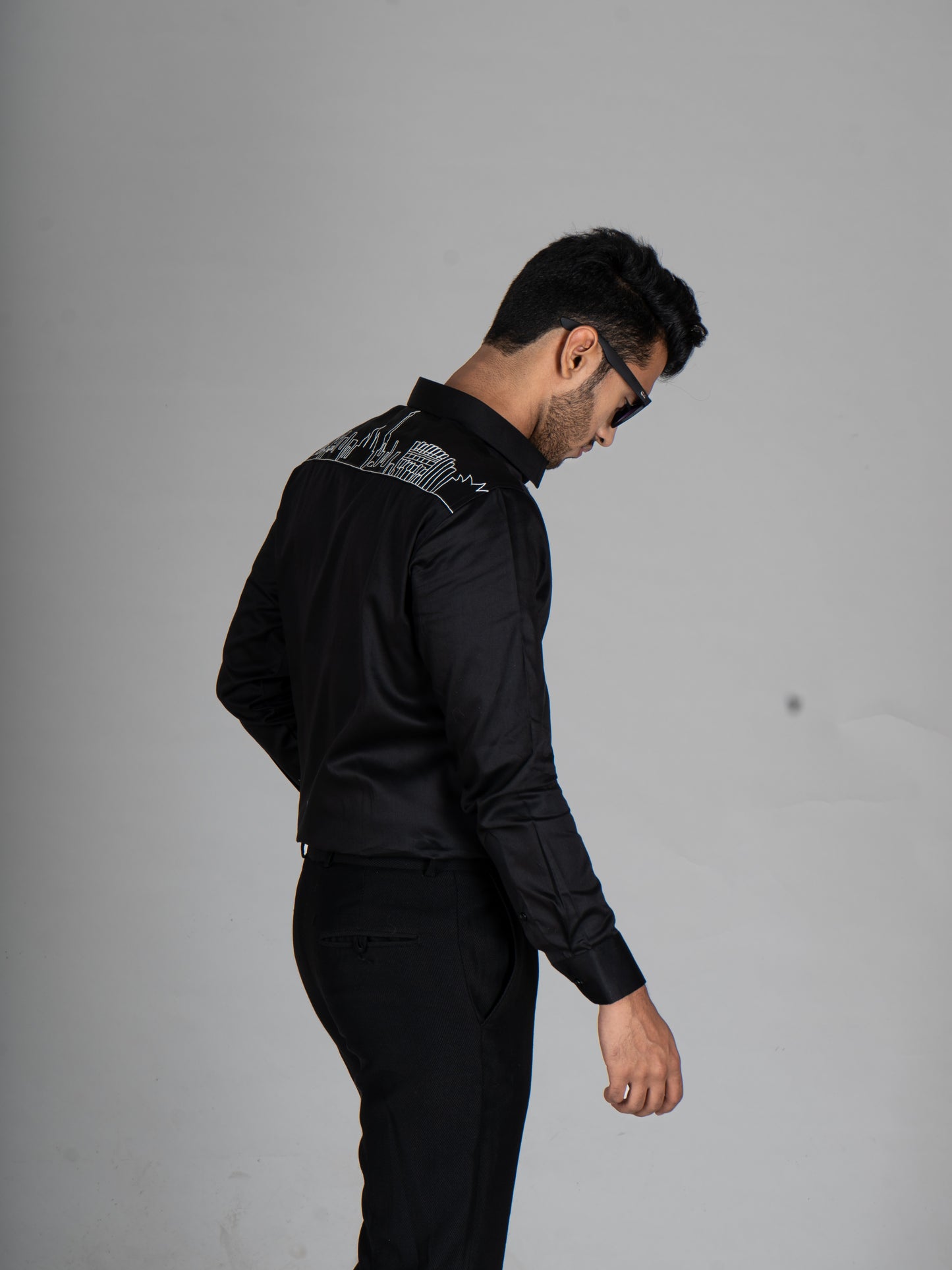 WONDERS BLACK EMBROIDERED SHIRTS