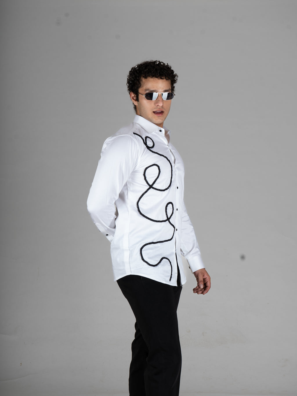 TANGLED WHITE BEAD EMBROIDERY SHIRT - Menoir