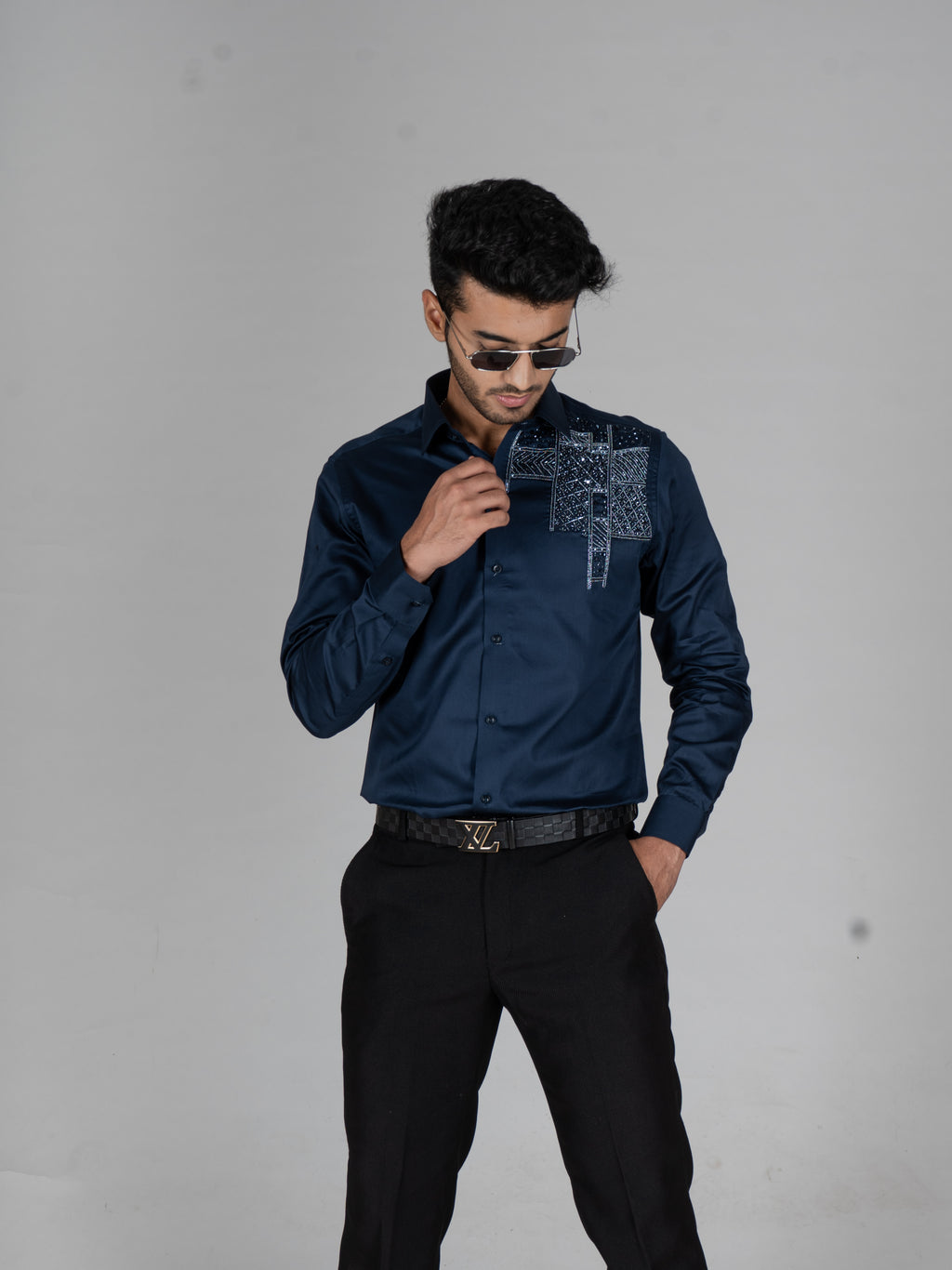 ETHNIC SIDE BLUE EMBROIDERED SHIRTS - Menoir