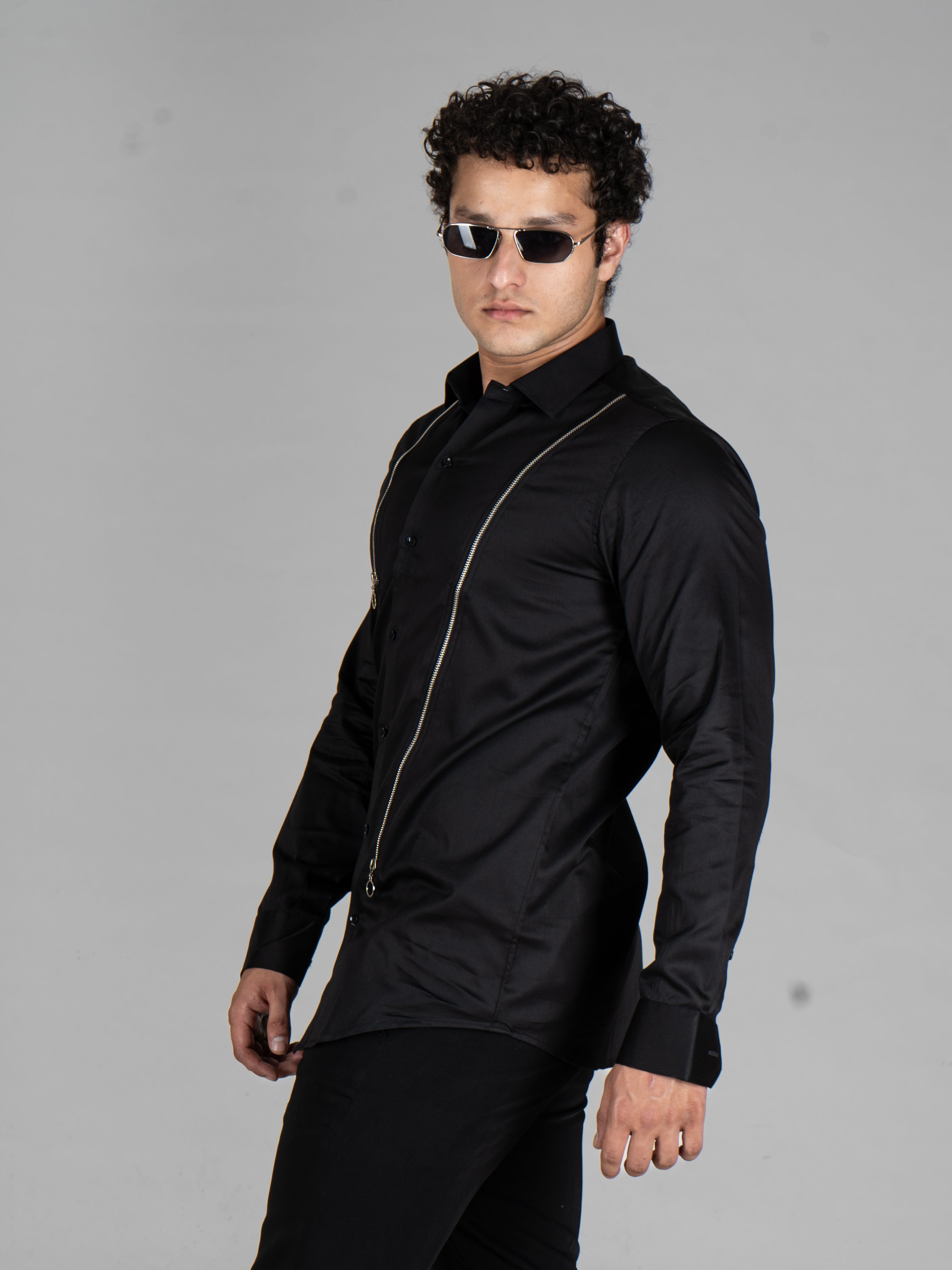 DIA ZIP BLACK SHIRT - Menoir