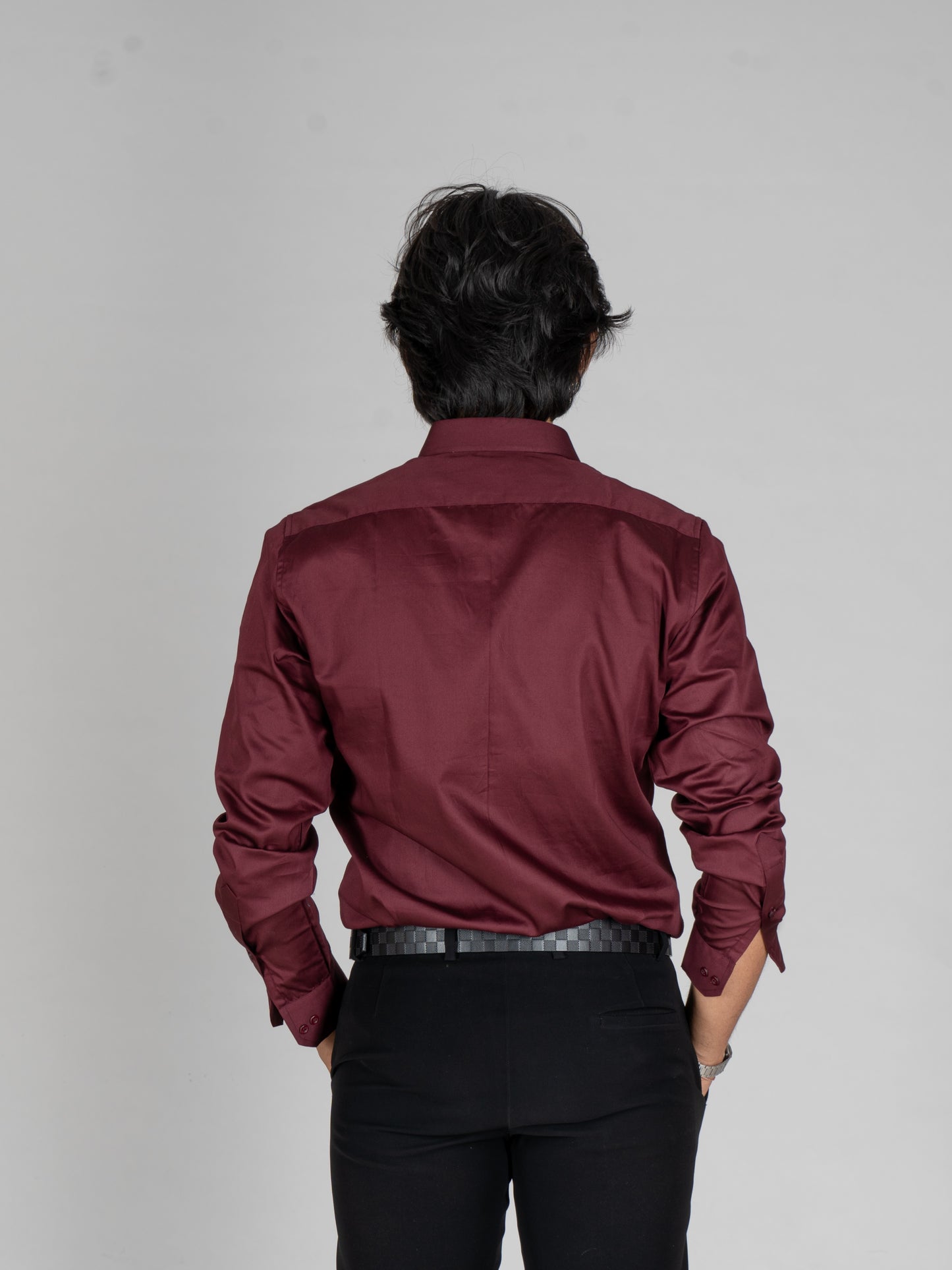 3 WAVE EMBROIDERED WINE SHIRT