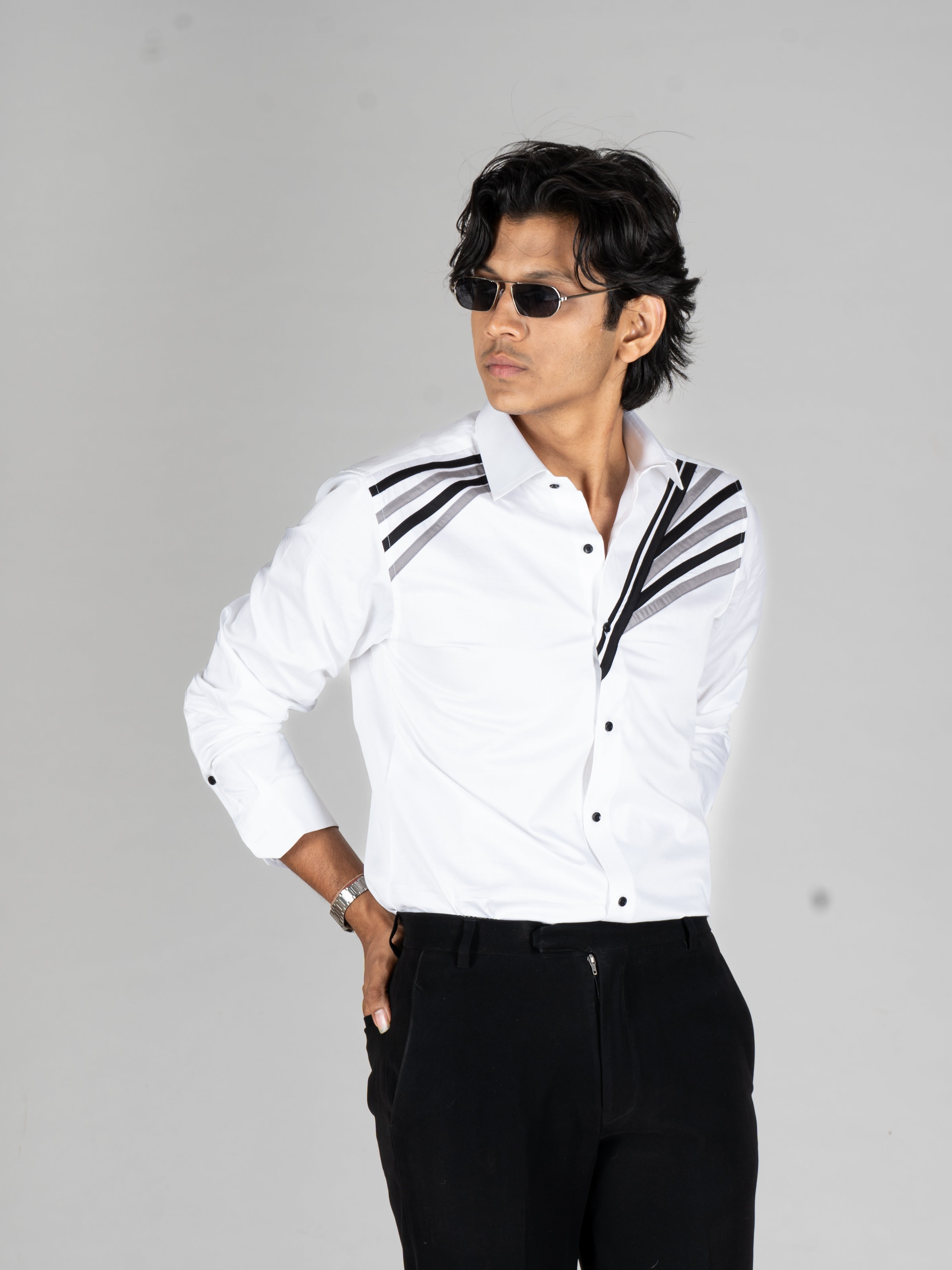 ARCH STRIPES WHITE SHIRT - Menoir