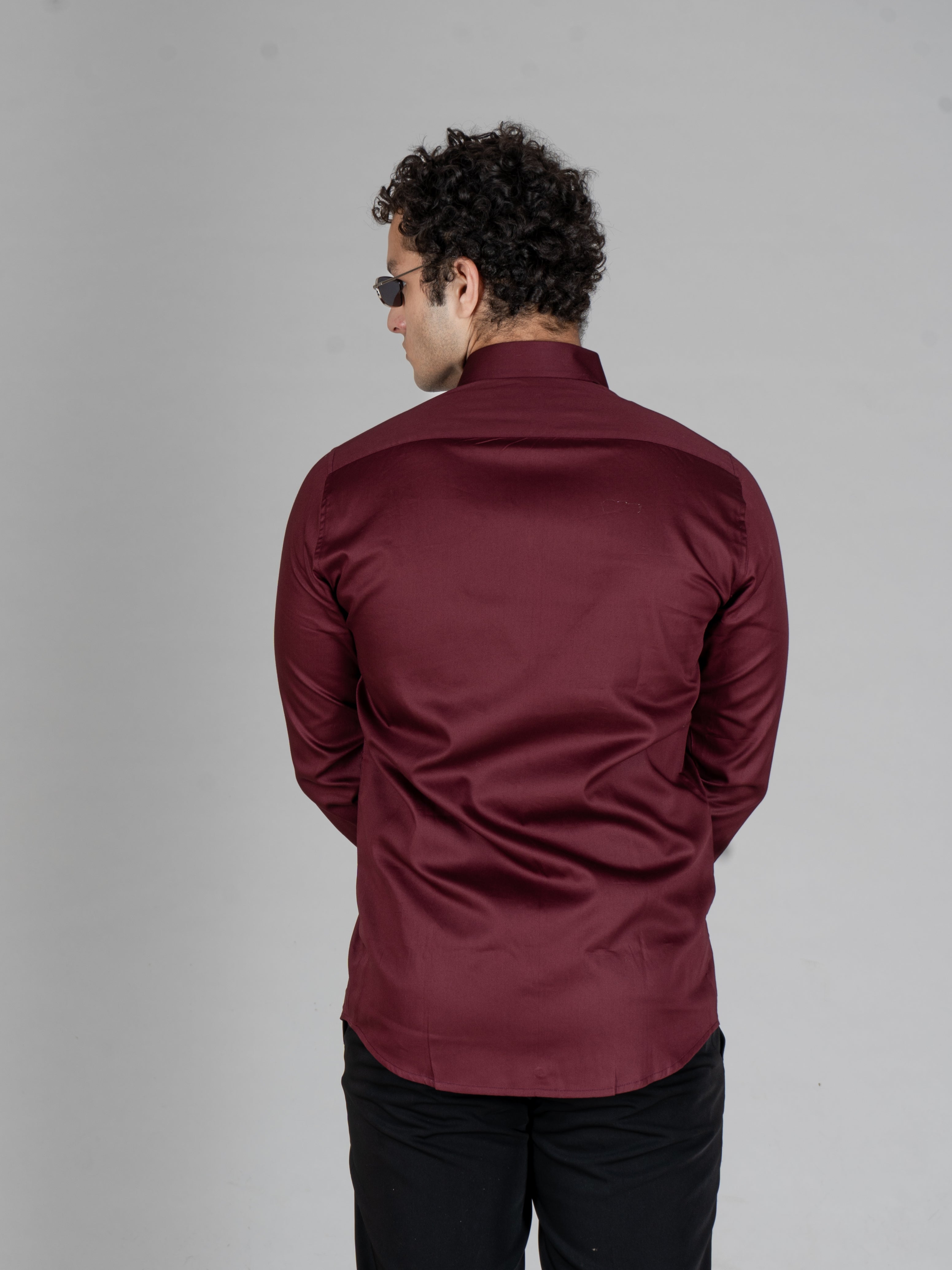 CENTERED WINE EMBROIDERED SHIRT - Menoir