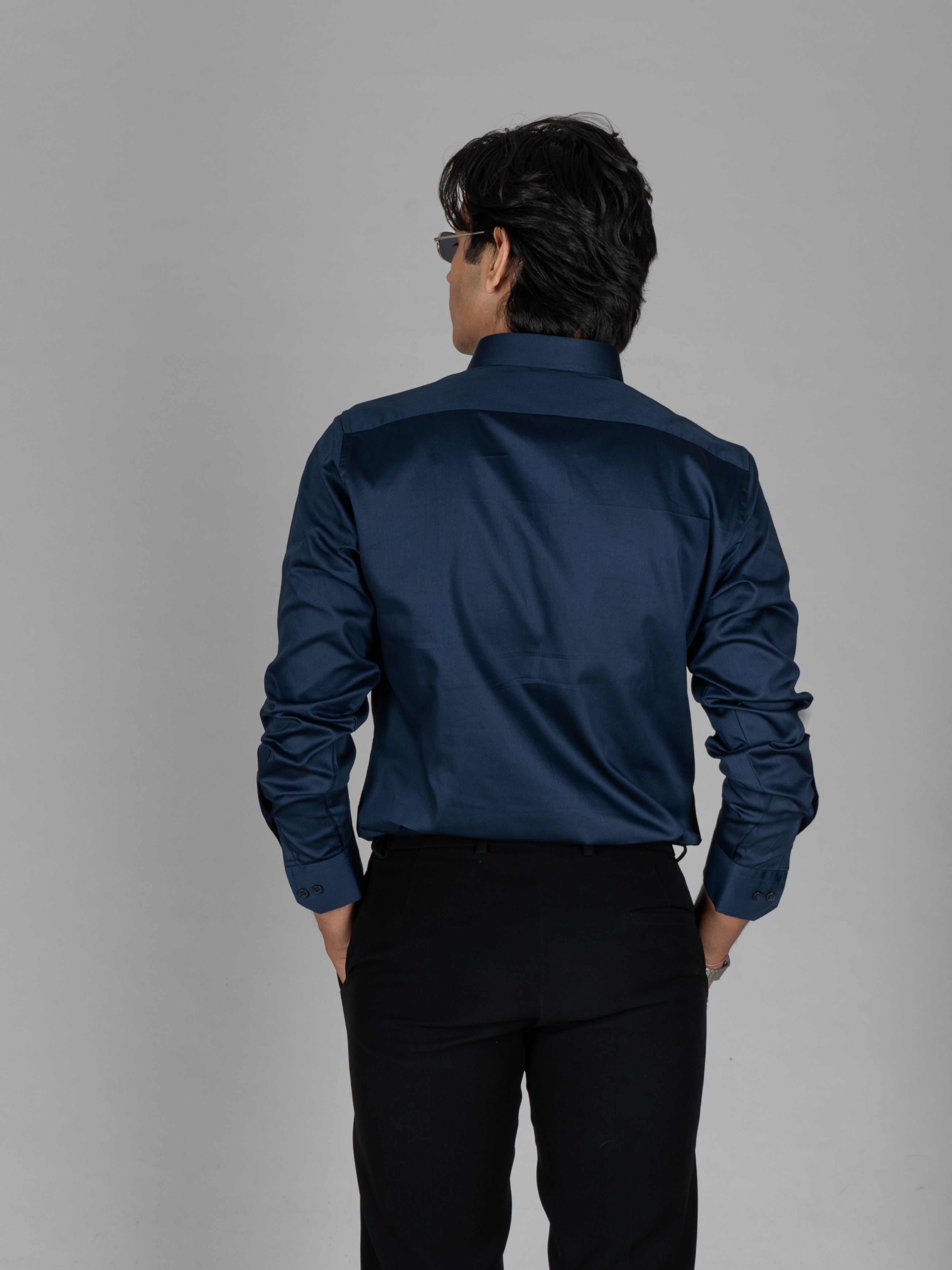3 GLAZE LINE NAVY BLUE SHIRT - Menoir