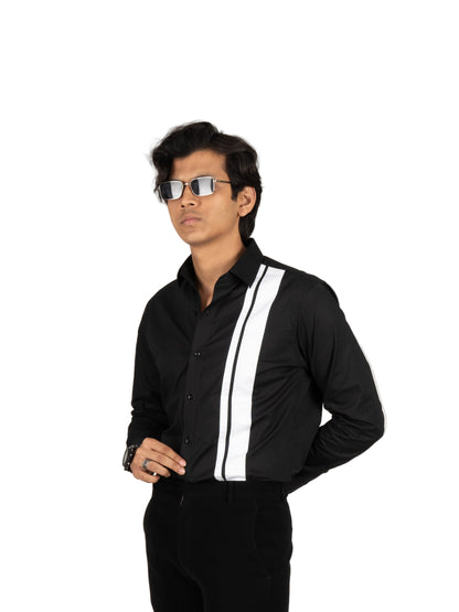 PLAIN STRIPE BLACK SHIRT