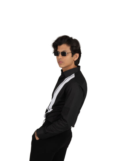 PLAIN STRIPE BLACK SHIRT