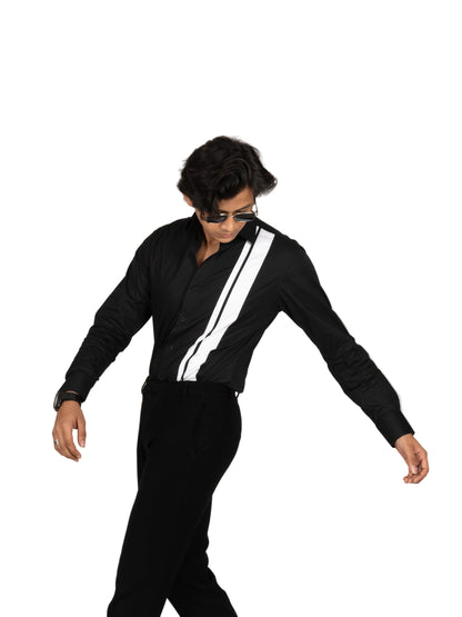 PLAIN STRIPE BLACK SHIRT