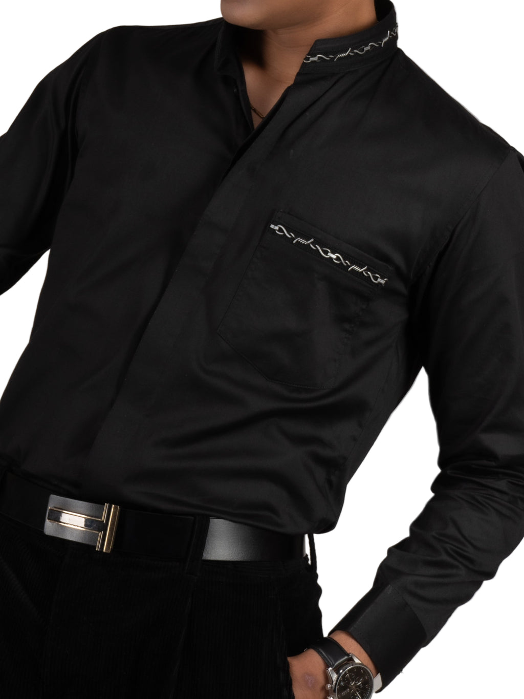 BARBED WIRE BLACK SHIRT - Menoir