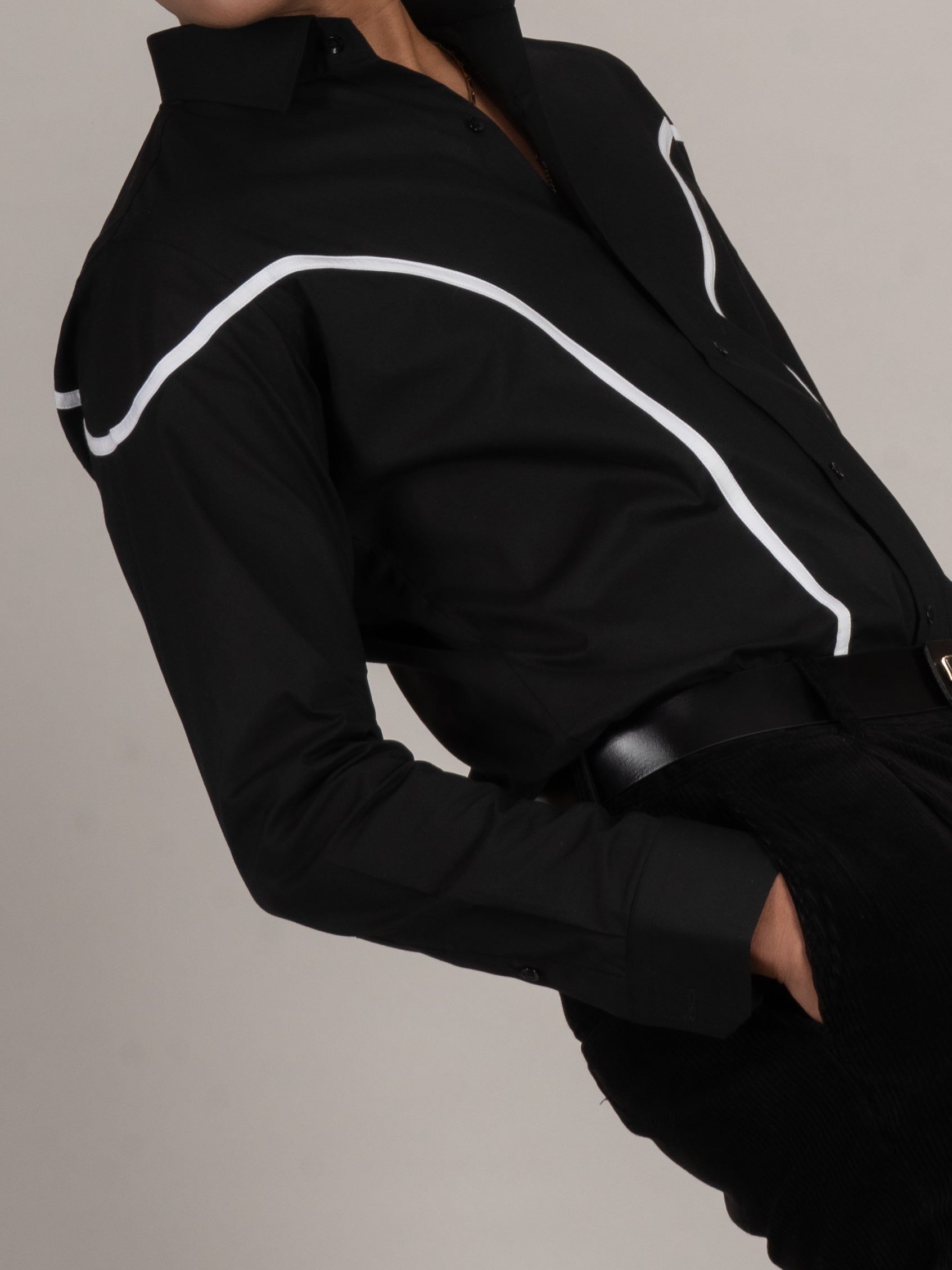 STRIPES BLACK SHIRT - Menoir