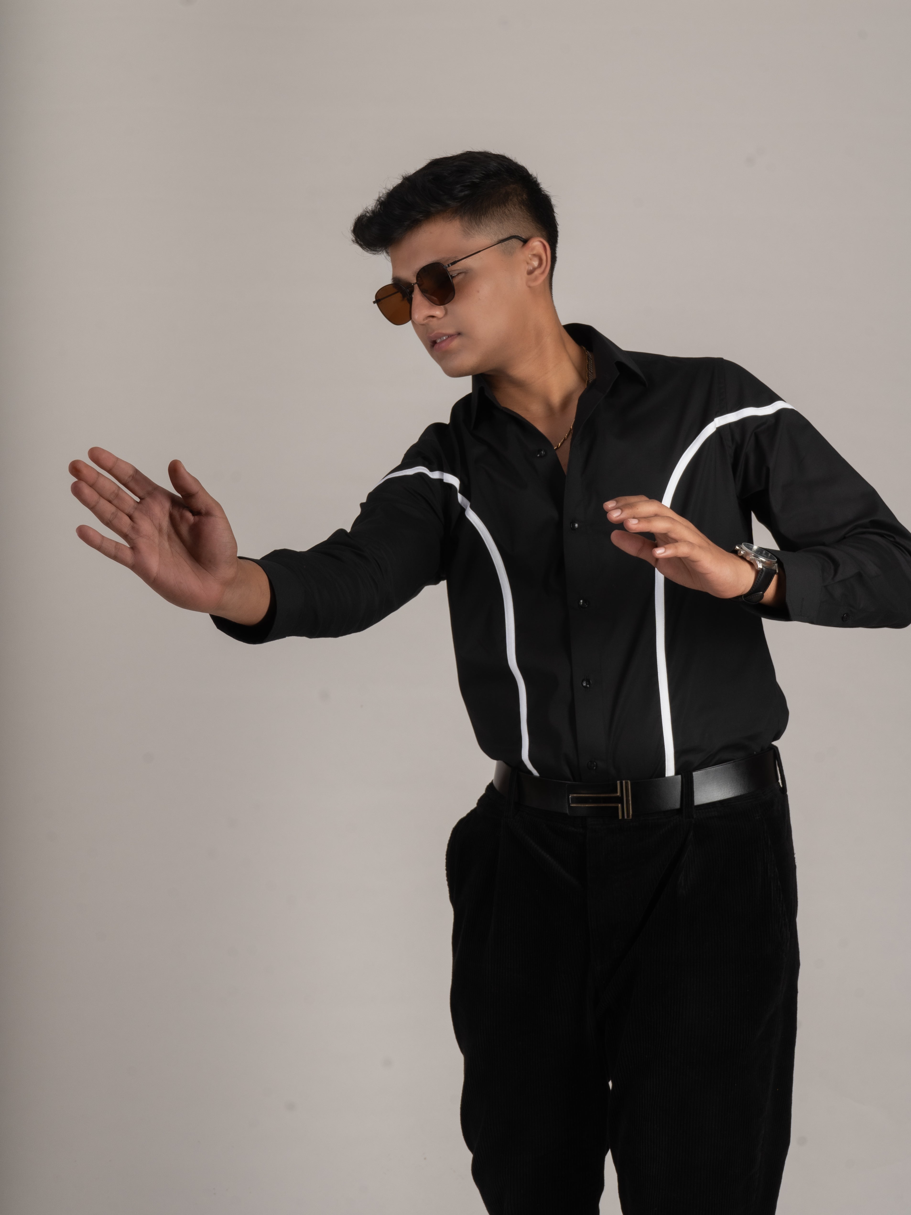 STRIPES BLACK SHIRT - Menoir