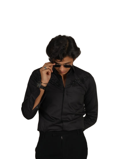 EMBROIDED  BLACK  SHIRT