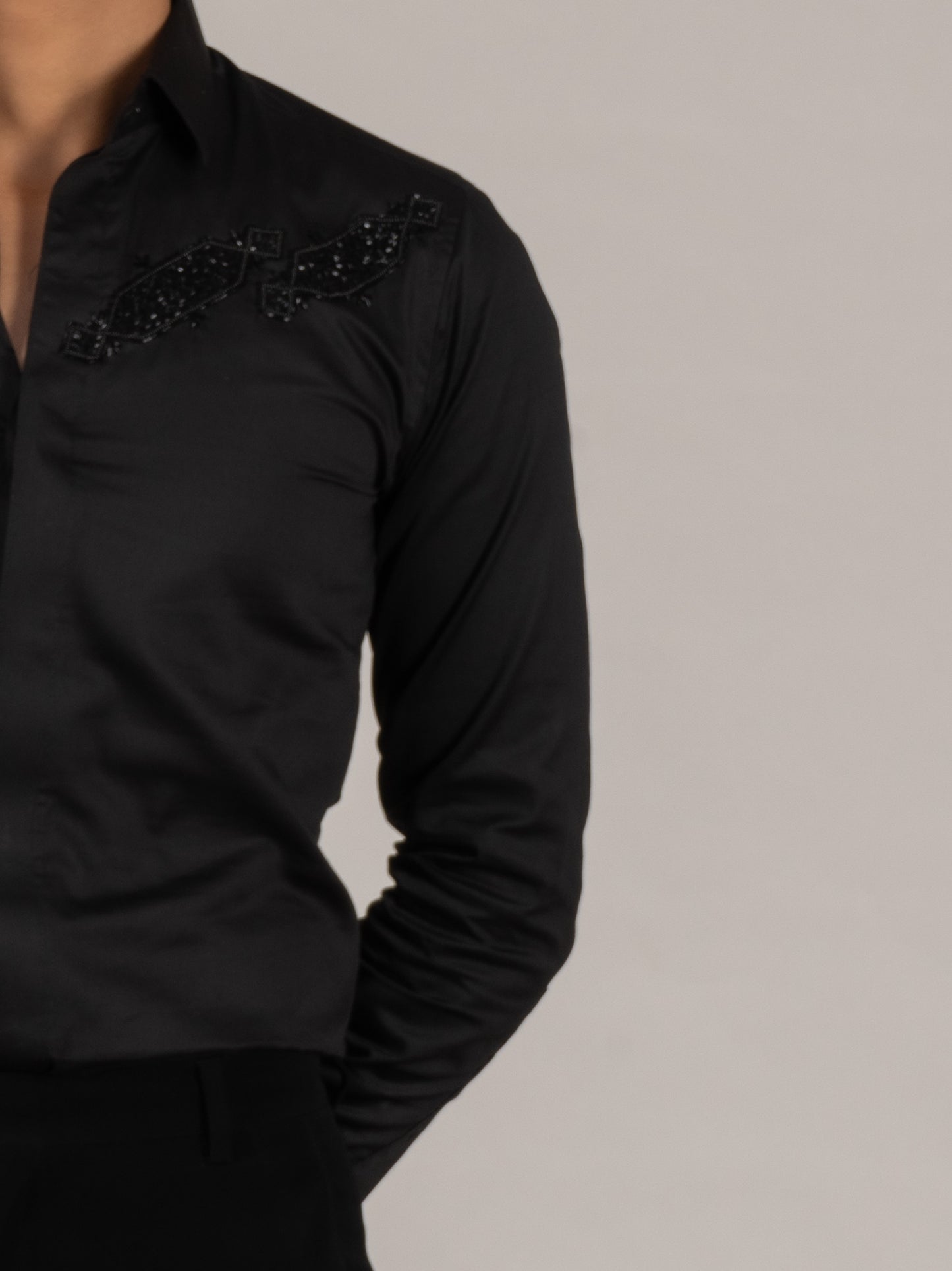 EMBROIDED  BLACK  SHIRT