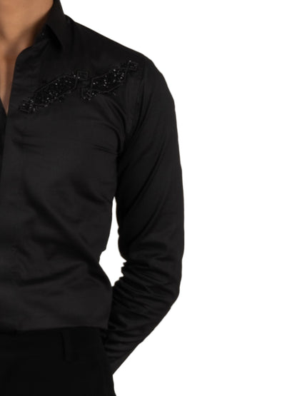 EMBROIDED  BLACK  SHIRT