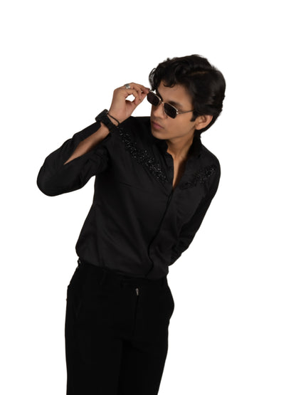 EMBROIDED  BLACK  SHIRT