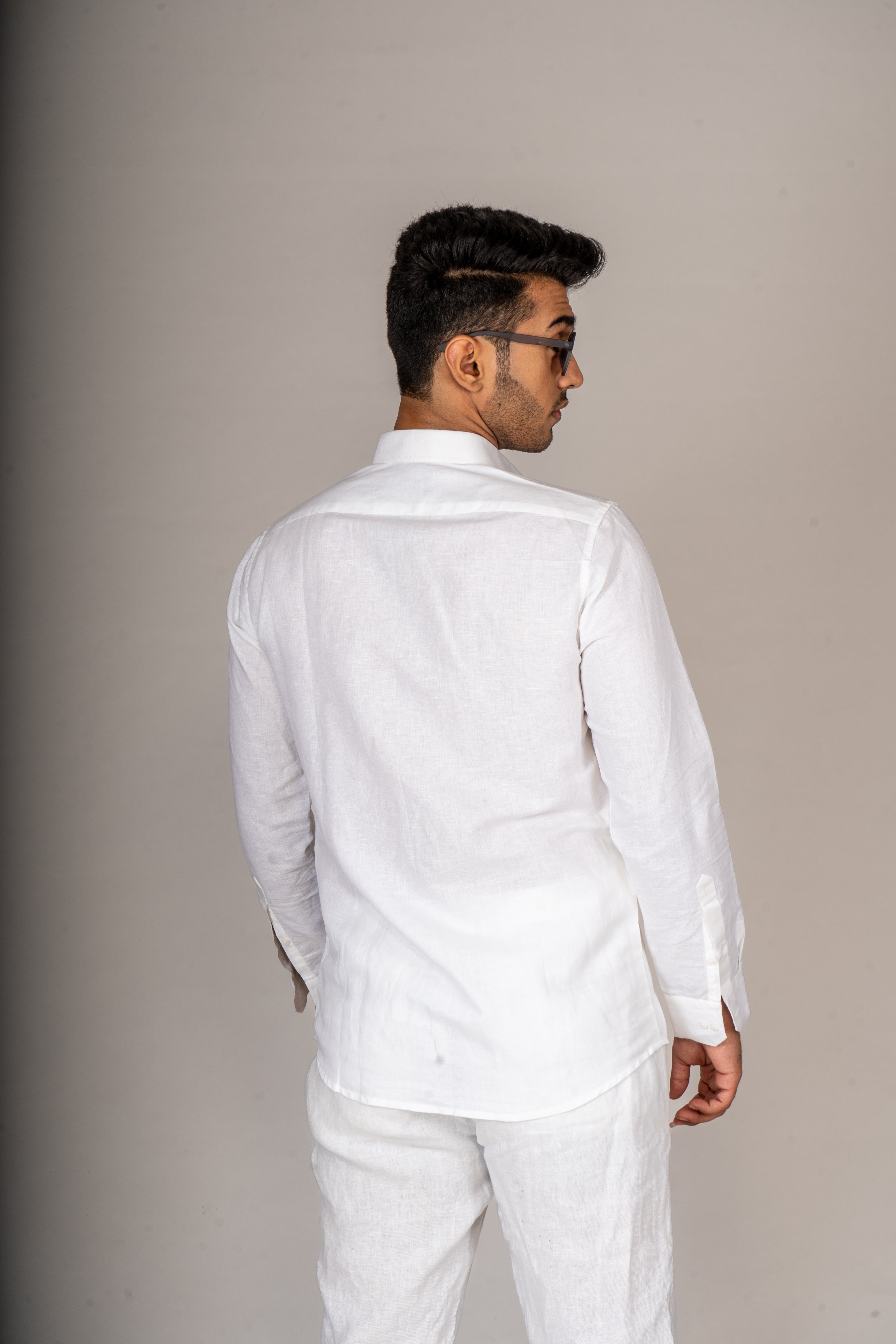 CHEETAH PAINTED WHITE LINEN SHIRT - Menoir