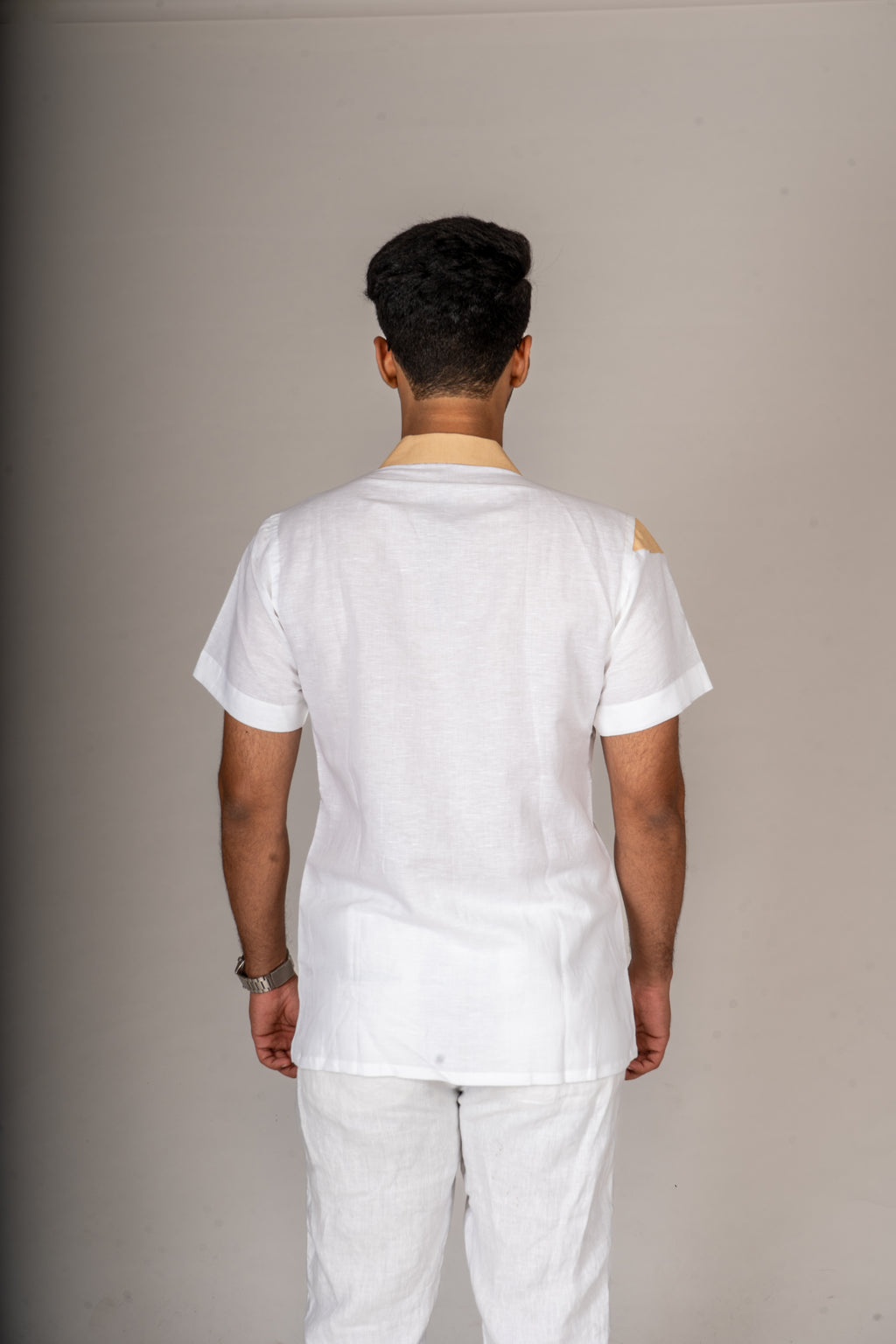 DRIP BEIGE CUBAN COLLAR SHIRT - Menoir