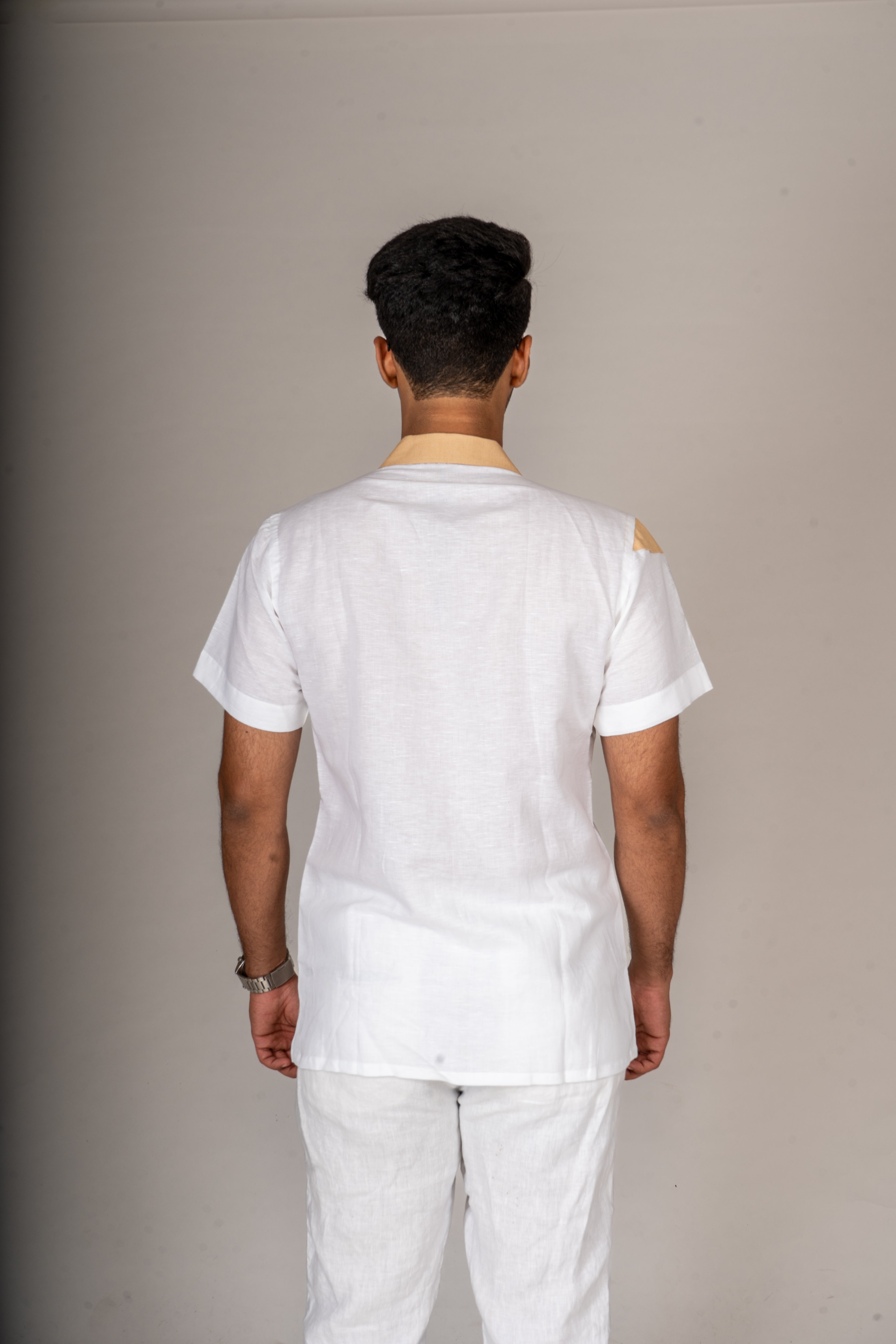 DRIP BEIGE CUBAN COLLAR SHIRT - Menoir