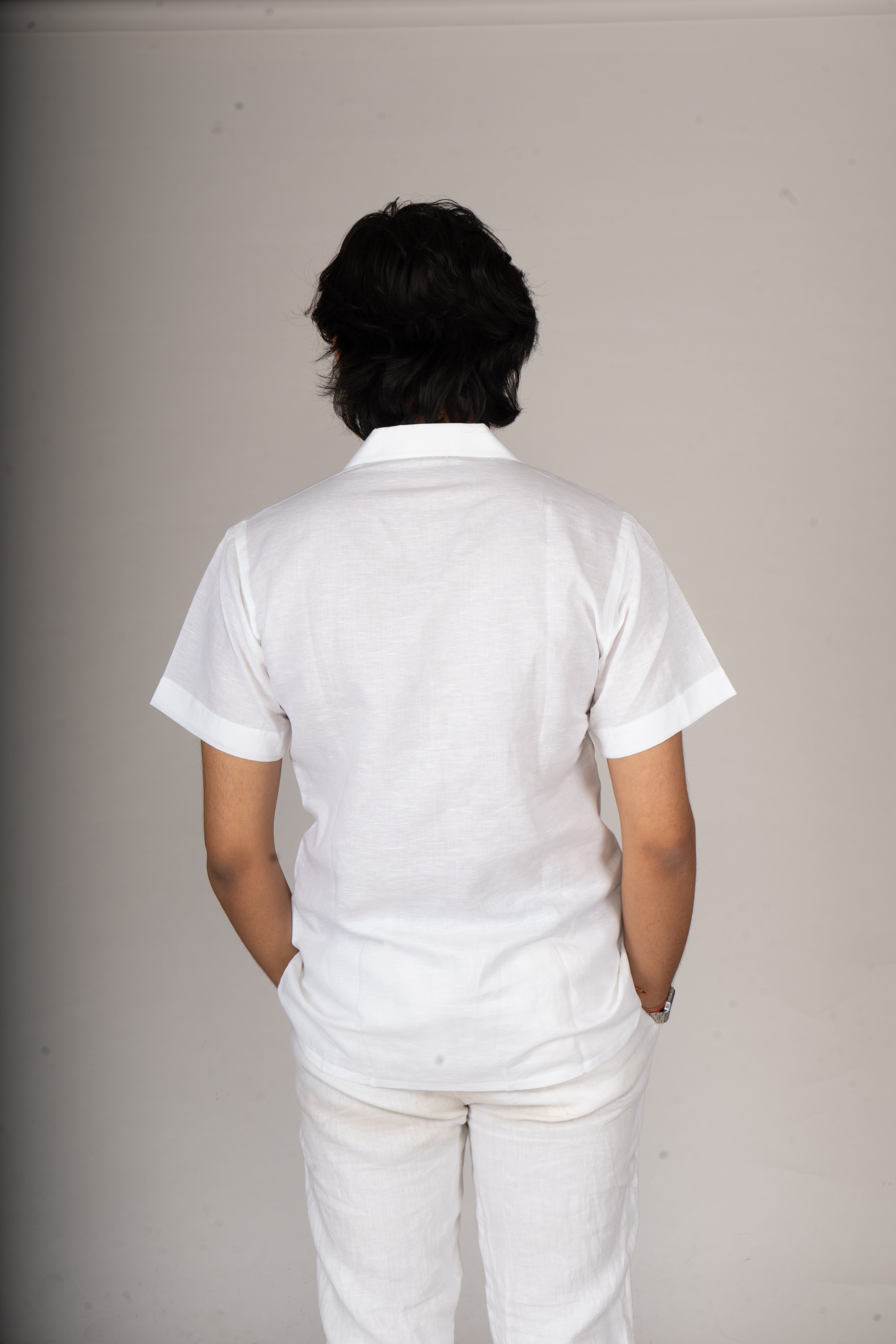 WHITE CUBAN COLLAR SHIRT - Menoir