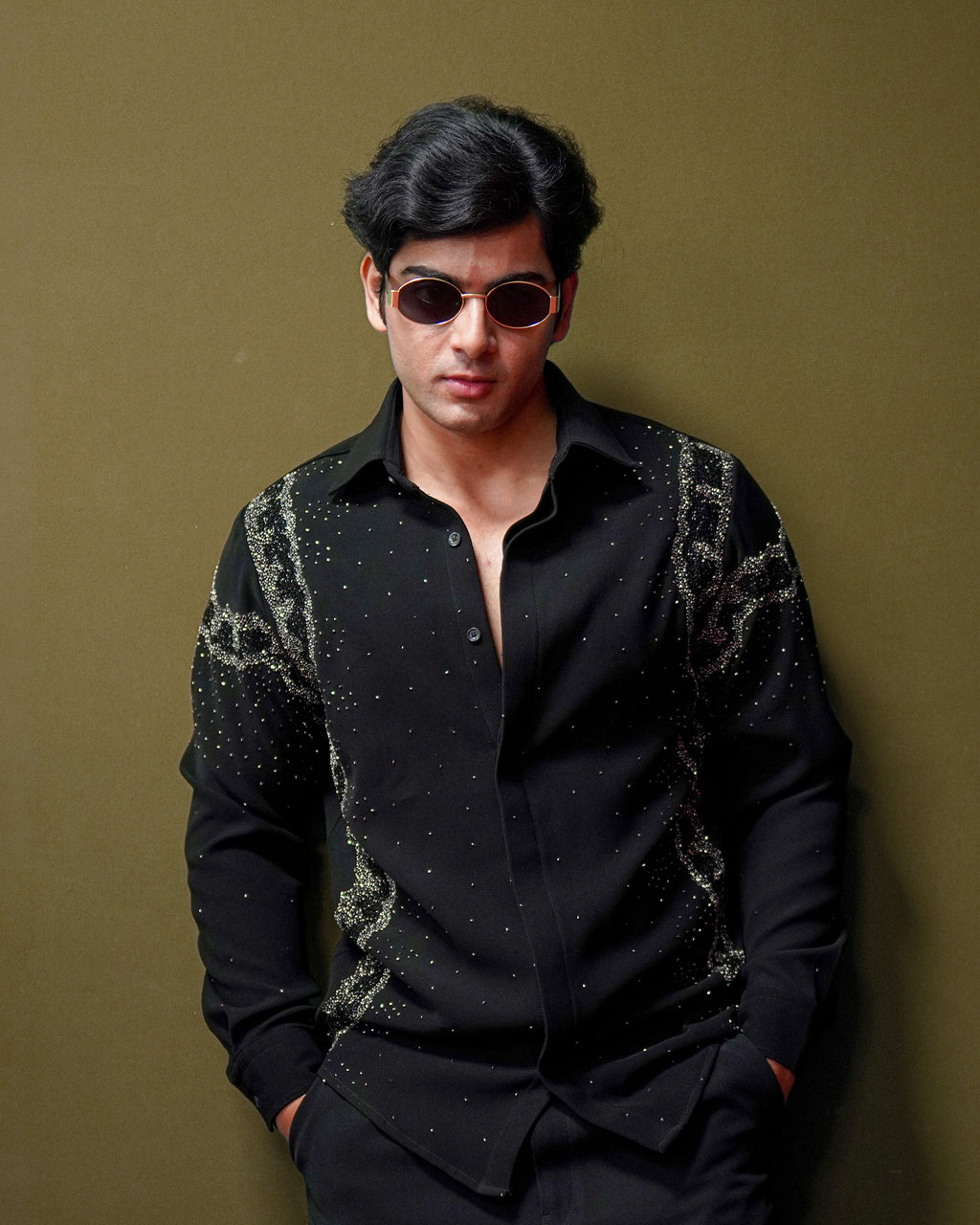 Shadow Black Embroidered Shirt