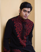 Rubra Black Embroidered Kurta