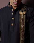 Velorian Black Embroidered Kurta