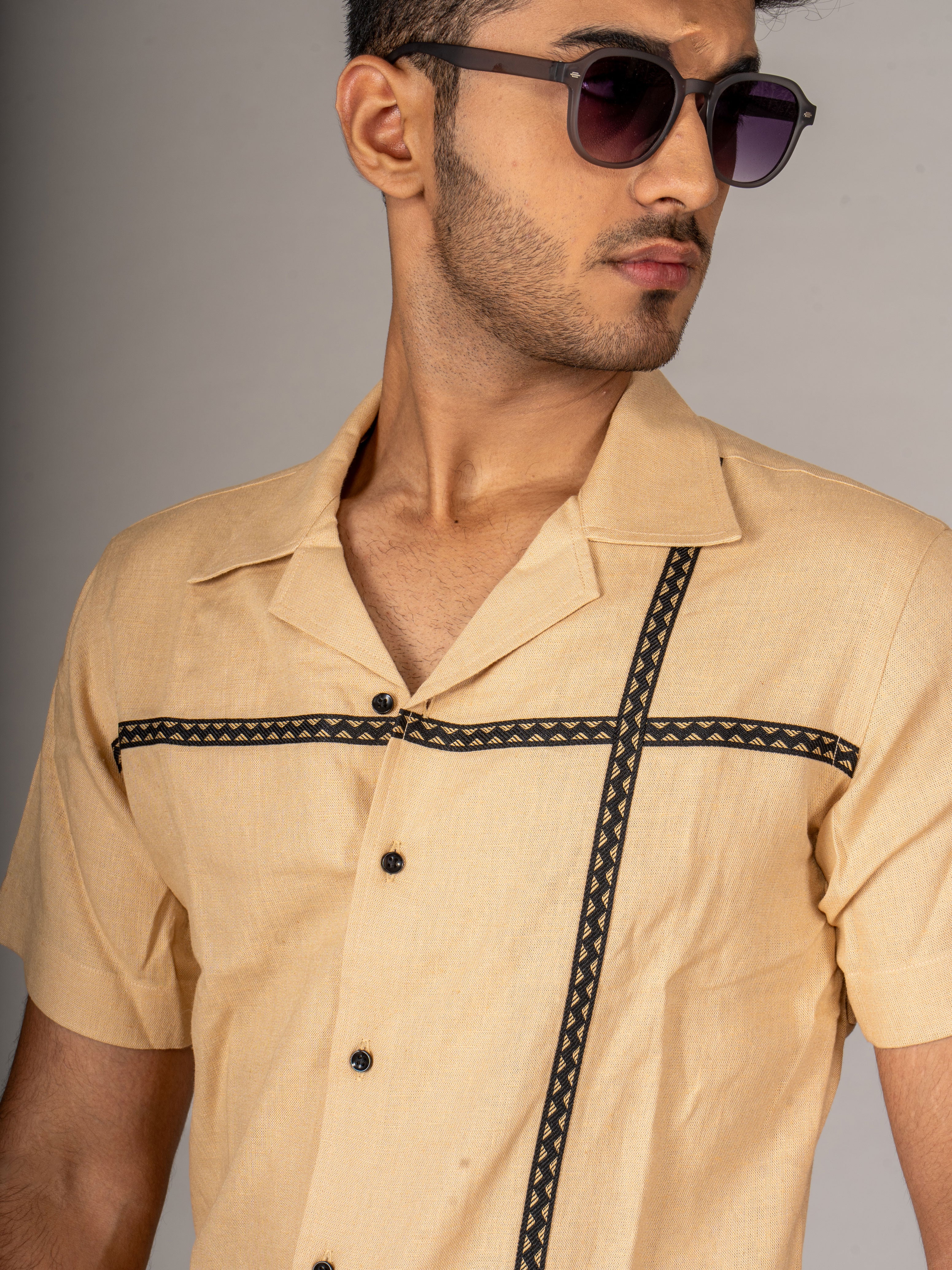 CROSS BEIGE CUBAN SHIRT - Menoir