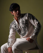 Noir Crest Off-white Embroidered Kurta Set