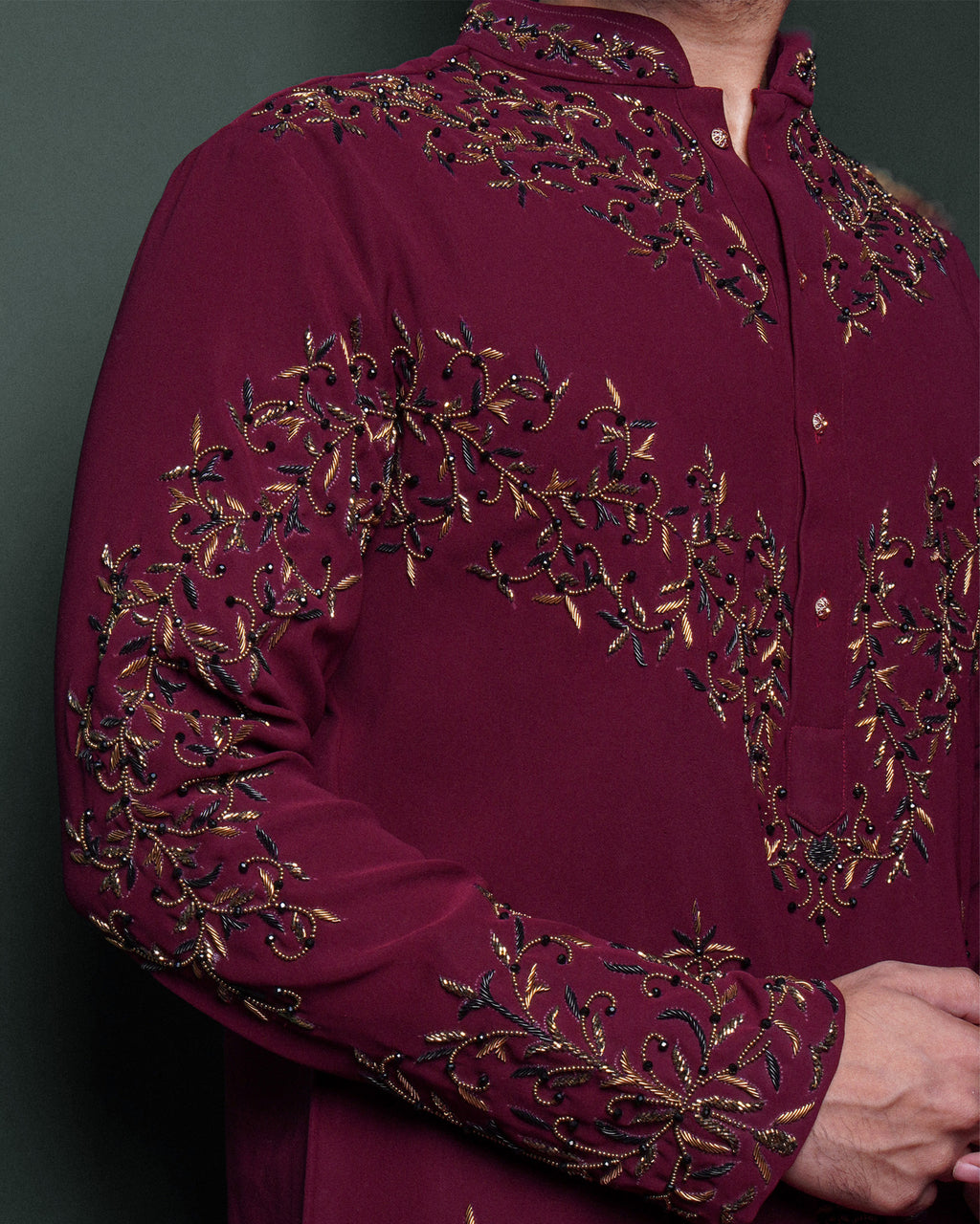 Regalia Wine Embroidered Kurta