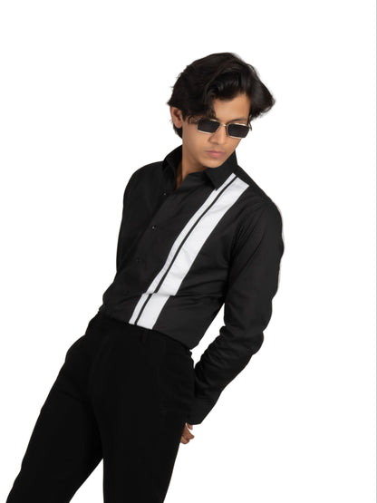 PLAIN STRIPE BLACK SHIRT